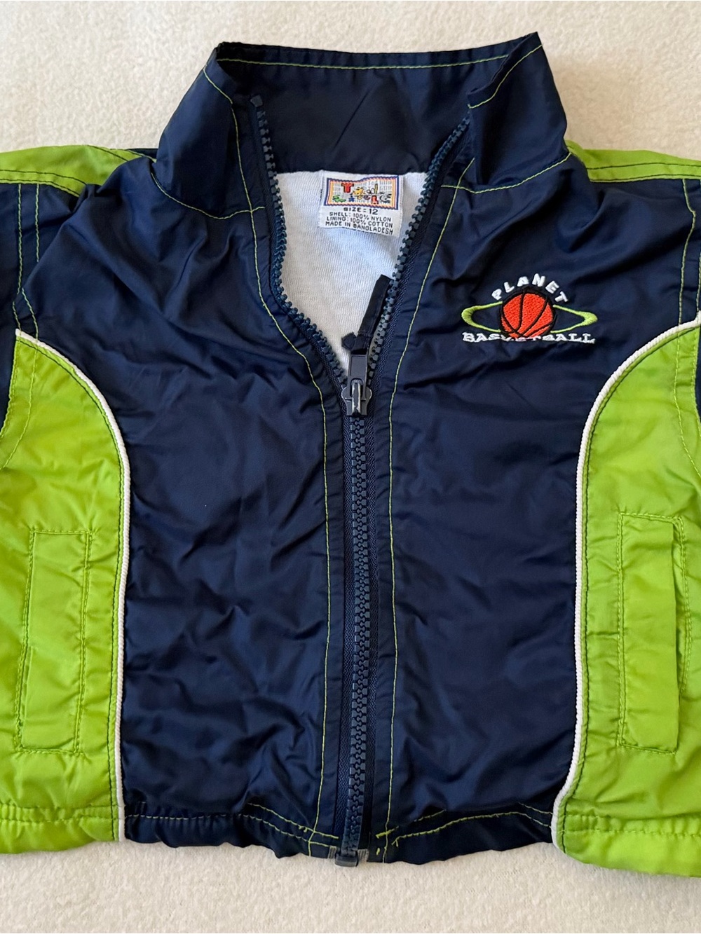 Vintage Tud Little Planet Basketball Windbreaker Jacket Size 12M